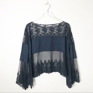 |•Free People•| Lace Bell Sleeve Blouse